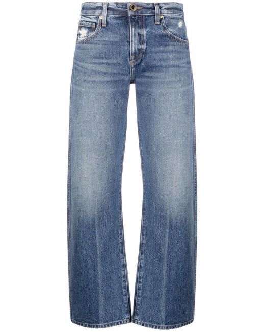 Kerrie frayed mid-rise straight-leg jeans