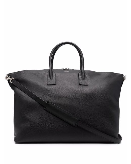 Saint Laurent - Men - Large Leather-trimmed logo-print Twill Tote Bag Black