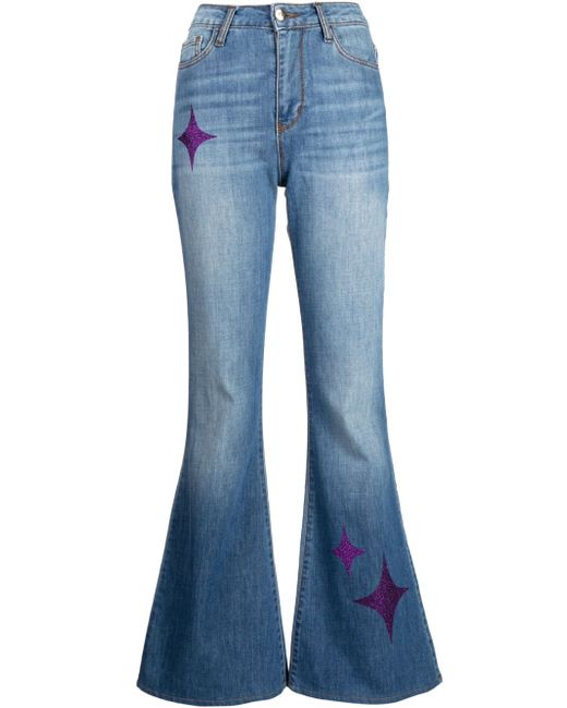 Madison.Maison star-print high-rise flared jeans in Blue