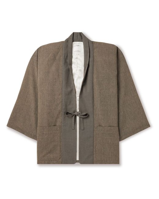 Visvim Kiyari Striped Padded Wool Linen and Cotton-Blend Tweed