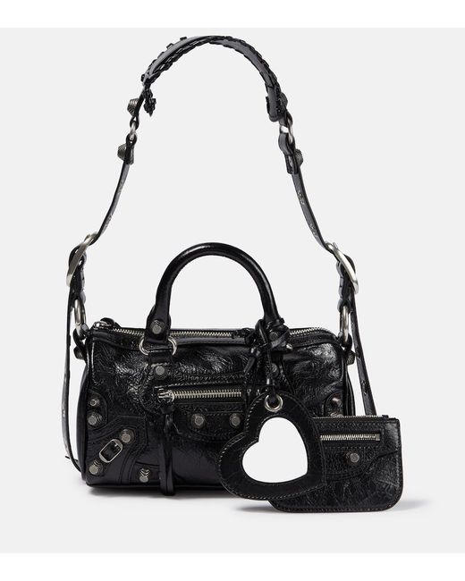 Balenciaga Neo Cagole City Black Grained Leather Shoulder Bag New