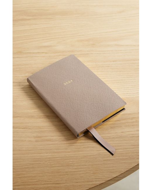 Smythson Chelsea Textured-leather Diary Taupe in Brown