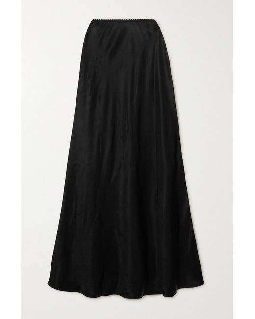 Sleeper Net Sustain 90s Lenzing Ecovero-satin Maxi Skirt in Black | Stylemi
