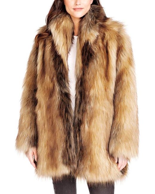 DONNA SALYERS FABULOUS FURS Chateau Quilted Faux Fur Hooded Coat