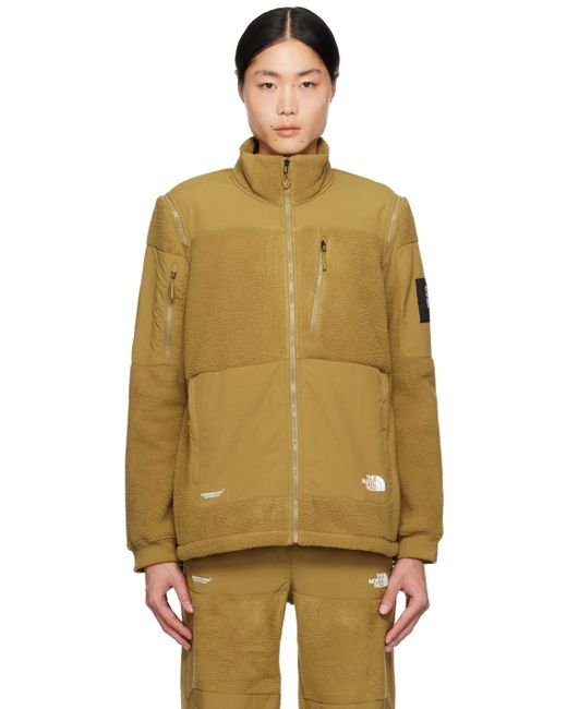 Brown Detachable-sleeve panelled fleece jacket