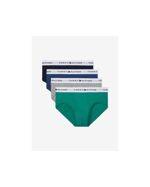 Tommy Hilfiger Mens Cotton Classics Brief 4Pk Grey/Blue/Black M in Green