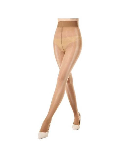 Manzi  Brown Womens Shiny Pantyhose Sheer Shimmer Tights High Waist Oil Shimmery Ultra Silky Nylons Large-X-Large