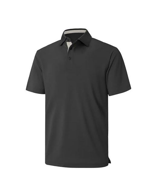 Zity  Gray Mens Golf Polo Shirts Short Sleeve Quickly Dry Performance Collared Tennis Casual Shirt For Men Dark Grey Xx-Large