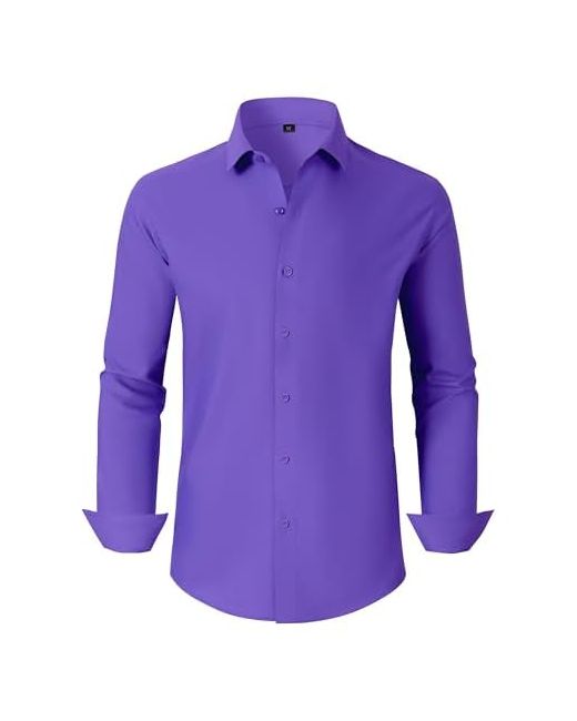 Gianzen   Mens Grade 3.5 Wrinkle-Resistant Dress Shirts Long Sleeve Button Down Work Shirt For Men X-Small 00125violet