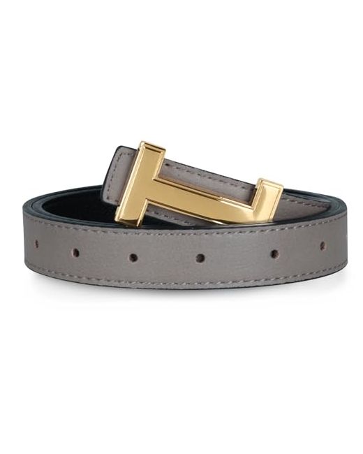 Relang  Gray Womens Belts With Gold Buckle Fashion Waist Band Elegant Ladies Belt Gift For Women Volcanic Mud 28-31 Pant 6-10