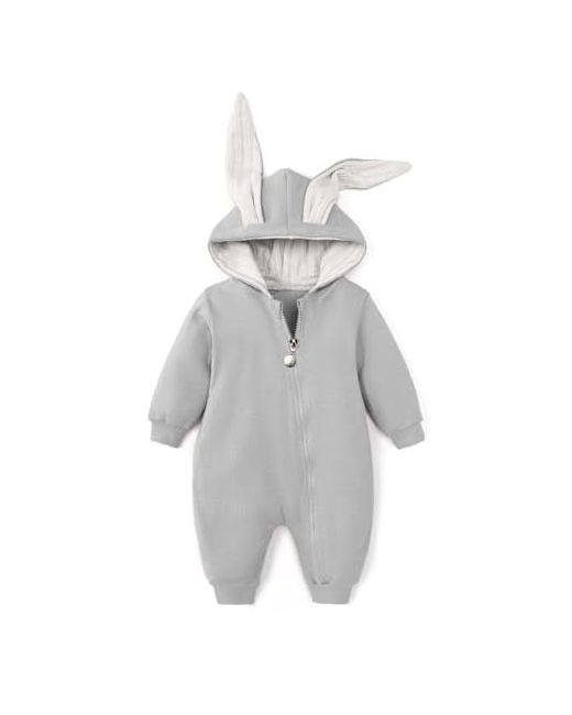 Roylamp  Gray Rompers My 1st Bunny Outfit Baby Jumpsuit Infant Sleeveless Cute Kids Bodysuit With Hat 3-6 Months C--1