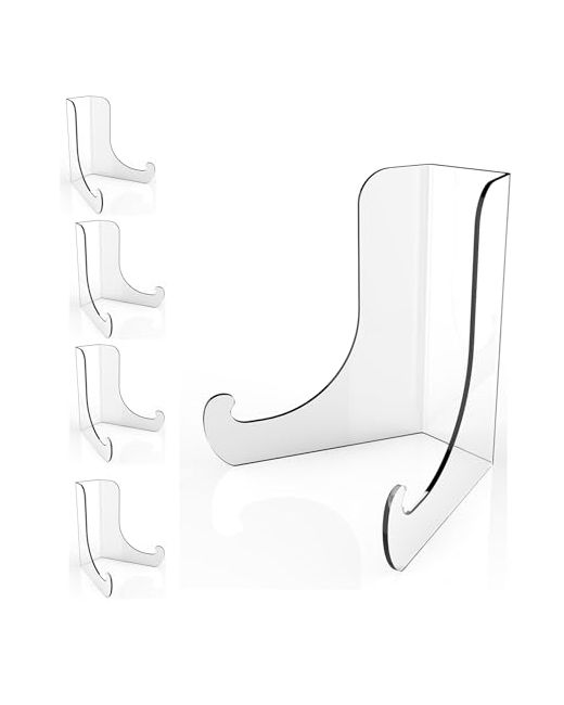 Boloyo Flat Back Acrylic Plate Display Stand 3 Inch 5pc Clear Holder Easel Base For Home Office Kitchen School Art Inch5pc
