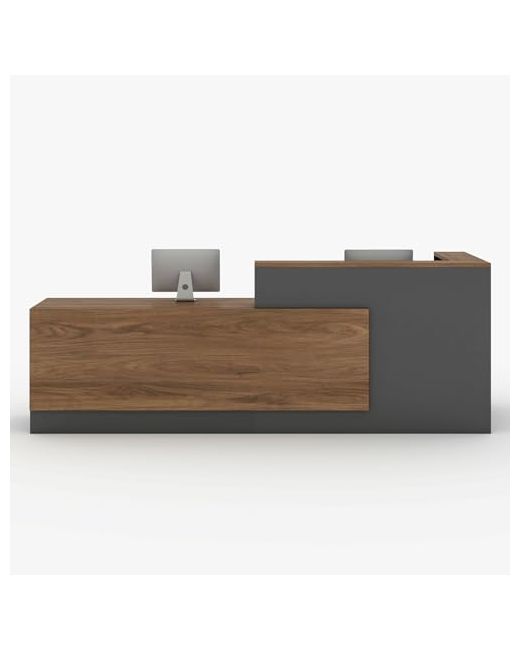 Ytelantivo L-Shaped Reception Desk With Counter And Lockable Drawers Storagemodern Front For Checkout Lobby Beauty Salon Iron Greyd Left6324 41in
