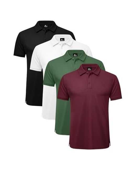 Zity Men's Green 4 Pack Polo Shirt Short Sleeve Athletic Performance Tactical Shirts For Outdoor Sport Work T-Shirt Medium White Black Red