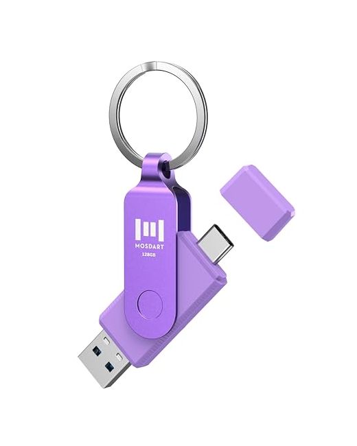 Mosdart 128gb Dual Usb C Flash Drive Speed Up To 150mb/S Type 3.1 Thumb With Keychain And Led Indicator Exfat Memory Stick For Iphone 15 16 Ipad Android Phone Tablet Laptop