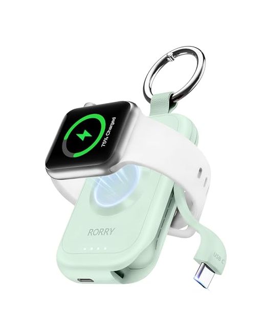 Rorry Portable Charger For Apple Watch 2500mah Fast Charging Iwatch Travel Essentials Gifts With Built Usb C Cable Series 10 9 8 7 6 5 Ultra 2 Se Accessories