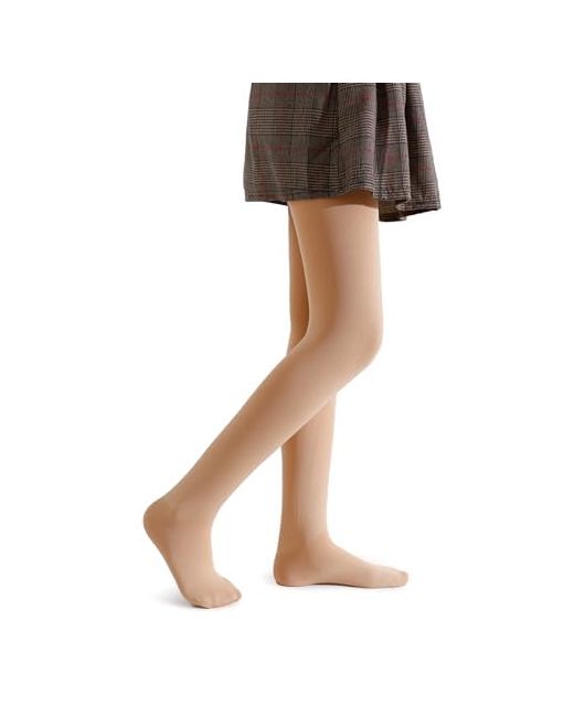 Pareberry Girls Winter Fleece Lined Thick Microfiber Soft Tights For Kids Age 3-14 11-14 Years C02-Nude