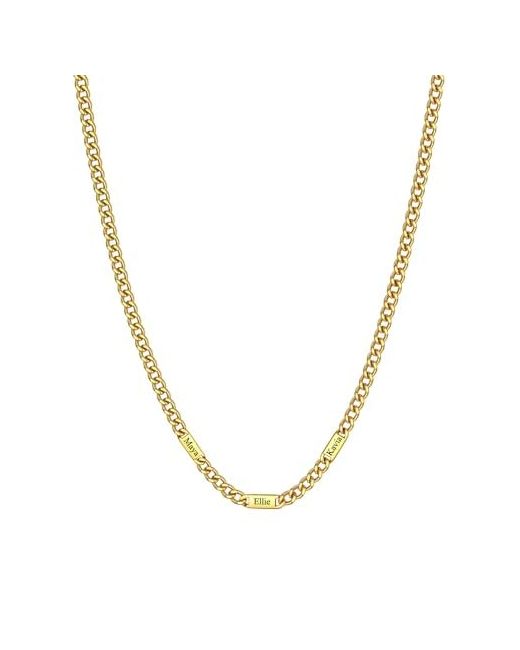 Chainshouse Custom Name Necklace Personalized Cuban Link Chain For Men Women 1-6 Inscriptions 18/20/22/24 Inch With 5cm Extender 5mm/7mm Width Steel/Gold Fathers Day G  Di Colore Nero