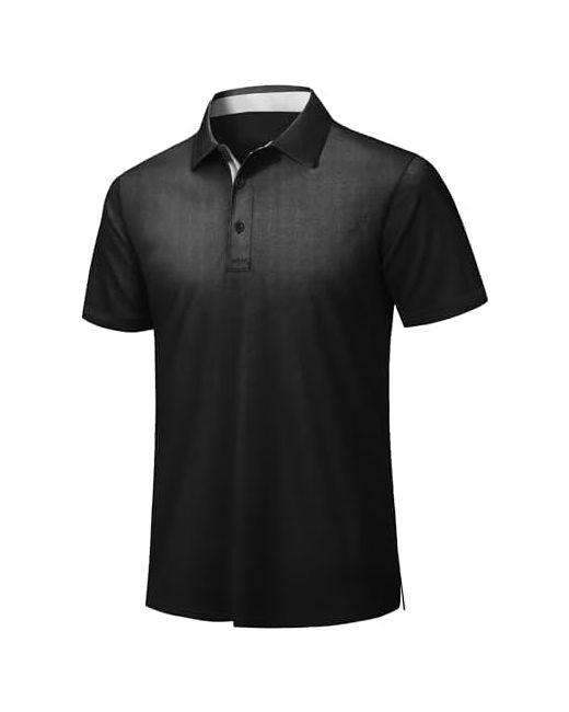 Zity  Black Mens Golf Polo Shirts Short Sleeve Quickly Dry Performance Collared Tennis Casual Shirt For Men X-Large
