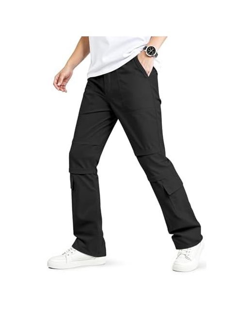 Gingtto  Black Mens Cargo Pants Slim Fit Stretch Cargos For Men Waterproof Outdoor 34