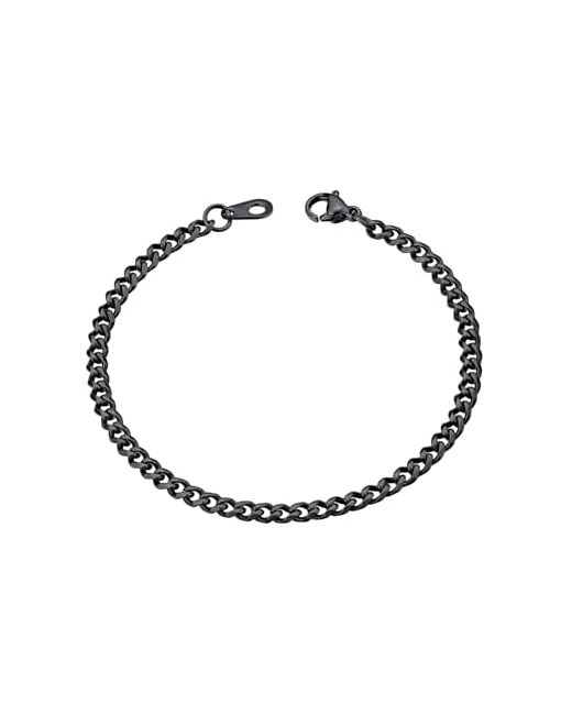 Chainshouse  Black Cuban Link Bracelet For Men Stainless Steel Mens 3mm/6mm/9mm/12mm Width Chain Wrist Bracelets 6.3-8.3 Length Send Gift Box A-3mm 6.3 Inches