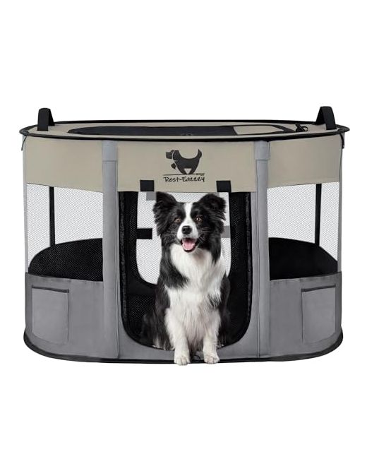 Rest-Eazzzy Dog Playpen Foldable Kitten For Medium Dogs Portable Pet Puppy With Removable Shade Cover Indoor Outdoor Travel Camping Use Small Pets Carrying Case