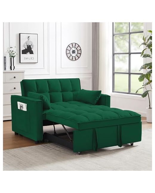 Szlizccc   3--1 Convertible Sleeper Sofa Bed Couch Loveseat Futon With Pull Out Side Pkt Adj. Back Cama For Living Room Apartment Office Velvet Fabric Recliner Sofabed