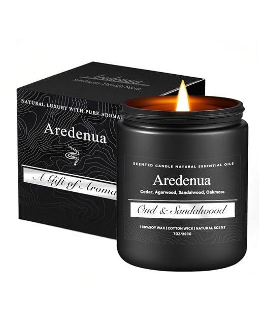 Aredenua Amber Sandalwood Candle Scented Candles For Home Masculine Aromatherapy Gifts Men 7oz Soy 50 Hours Burn Time Perfect Relaxing Fragrance