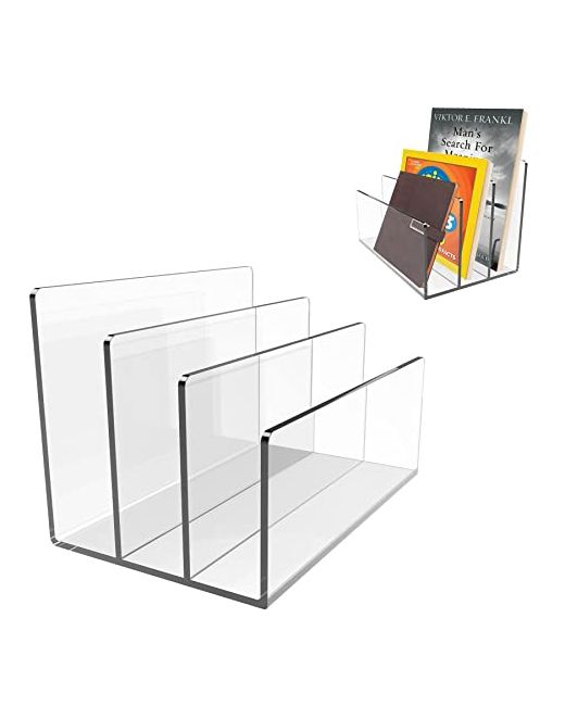 Boloyo Acrylic File Holder1pc 3 Sections Clear Organizer Mail Letter Sorter Desktop Folder Holder For Home Office School Envelope Bill Filling Paper Document Sections1pc