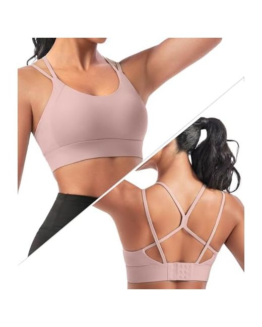 Ultreagle Strappy Sports Bras For Women Padded Yoga Gym Bra Low Impact Womens Workout Tops E X-Large