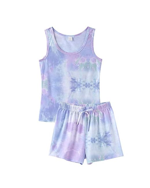 Ventelan Pajamas Cute Tank And Shorts Set Soft Pjs Sleepwear Loungewear Large Da Women Di Colore Blu