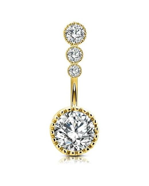 Oufer  Silver Gold Belly Button Rings For Women 316l Stainless Steel Sparkling Zircon Navel Piercing Jewelry 14g Curved Barbells 12mm/14mm/16mm 16mm