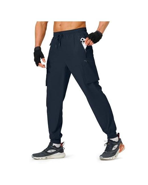 S Spowind Hiking Pants Cargo Lightweight Quick Dry Elastic Waist Golf Joggers With Zipper Pockets Water Resistant Medium Da Men Di Colore Nero