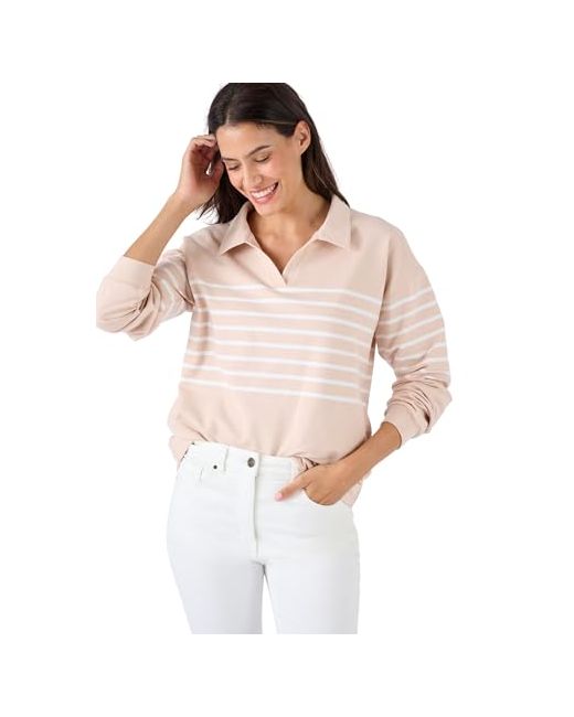 Damart Women's Beige Stripe Sweatshirt Cream