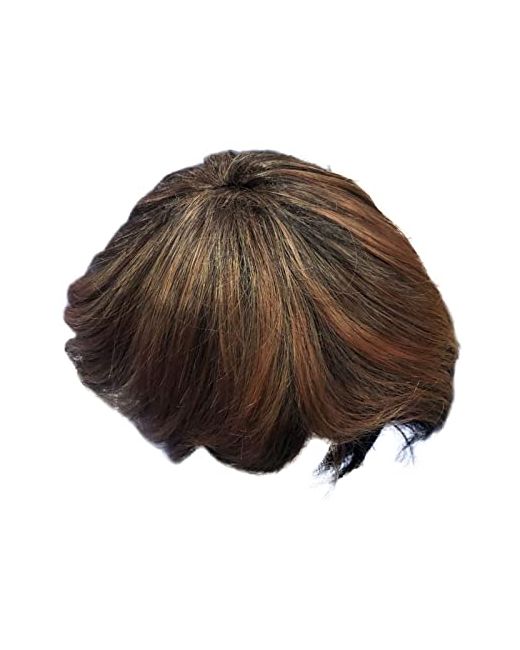Vipomkowa  Golden Synthetic Hair Bundles Button Womens Fluffy Black Gradient Brown Wig Lifelike Short Straight Cap Lace Front Wigs And