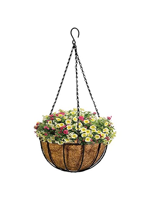 Kingbuy 8 Metal Hanging Plant Baskets With Coconut Liner 1 Pack Farmhouse Wire Planters Flower Pots For Plants Ferns Indoor Outdoor Balcony Patio Garden Decoration Inch