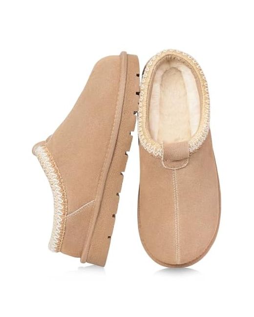 Xixitiao Slippers For Women Suede Leather Platform Slip On Cozy Winter Womens House Indoor Outdoor 7 Sand1 Sole  Di Colore Beige