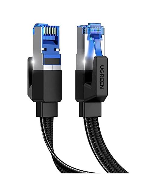 Ugreen   Cat 8 Ethernet Cable 6ft Flat High Speed 40gbps 2000mhz Internet 26awg Braided Network Cord Rj45 Shielded Indoor Lan Cables Compatible For Gaming Pc Ps5 Xbox Modem Router