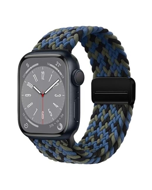 Omecky Magnetic Braided Solo Loop Band Compatible With Apple Watch Series 10 42mm 46mm 9 8 7 6 5 4 40mm 41mm 44mm 45mm 49mm For Stretchy Nylon Elastic Sport Strap Iwatch Se/Ultra 1/2 Da Women
