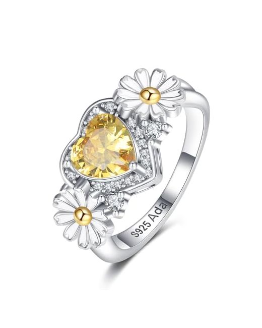 Pozzol Daisy Promise Rings For Her Sterling Flower Ring Paved November Birthstone Statement Birthday Gift Women Wife Mother 6  Di Colore Argento