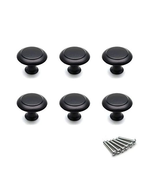 Susenya Drawer Knobs For Cabinets 0.9-Inch Dia. Zinc Alloy Flat Round Cabinet Set Of 6 0.96pcs  Di Colore Nero