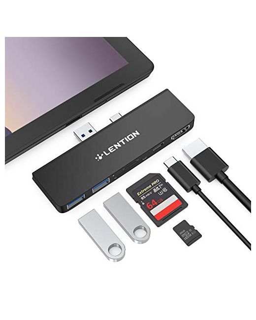 Lention  Black Surface Pro 7 Usb C Hub6--1 Dock With 4k60hz Hdmi Display Sd And Micro Dual Card Reader 2 3.0 Port Pd 60w Type Charging Cs34 Cs34-Blk