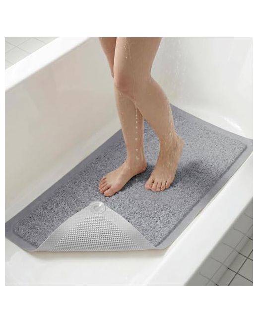 Bosap  Gray Upgraded Non Slip Shower Matanti Bathtub Mat With Suction Cupsscrubber Matseasy To Cleanquick Dryingloofah Bath For Tubshowerbathroom.24x24 Grey 24 X Square