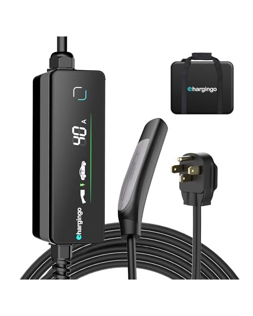 Topdc Level 2 Ev Charger For Tesla 32a 240v Portable Chargernema 14-50nacs Connector 25ft Cable Adjustable 16a-32a Lcd Display Plug-And-Play Fast Charging Station Home/Outdoor