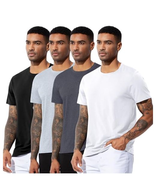 Arjenkroos Men's Gray Arjen Kroos Quick Dry Gym T-Shirts Multipack Workout Short Sleeve Shirts Athletic Running Undershirts Black/Grey/Dark Grey/White Xx-Large