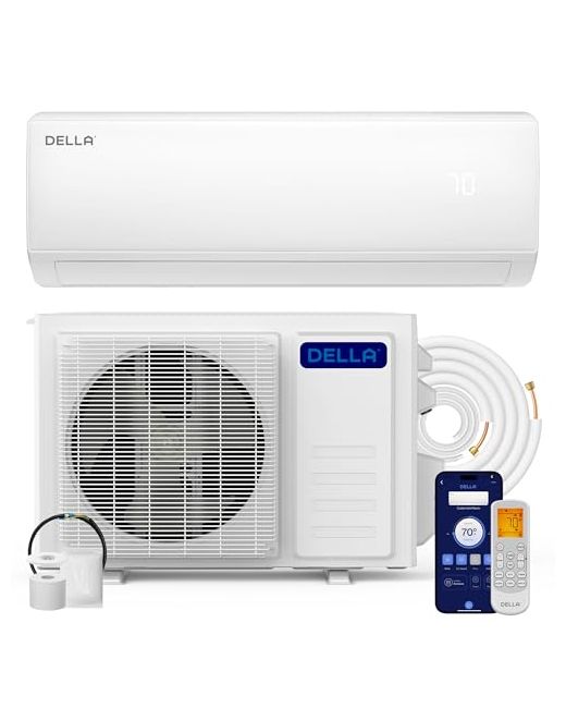 Della   Econo Series 23000 Btu Mini Split Air Conditioner 17 Seer2 230v Cools Up To 1500 Sq. Ft Works With Alexa And Wifi Heater Ductless Inverter System Heat Pump16.4ft Installation