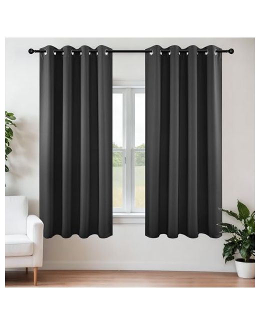 Joydeco Blackout Curtains 54 Inch Length 2 Panels Set Thermal Insulated Long Drapes Burg Room Darkening Grommet For Living Bedroom Window W52 X L54 Dark Grey  Di Colore Grigio