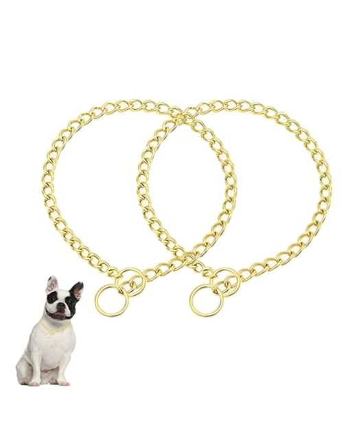 Teleyi Gold Choke Collar For Dogs2-Pack Metal Slip Link Martingale Dog Training Heavy Duty Choker Boys Girls Puppy Collars Xxs Xs Small Medium Large Big Breed Dogss Sneck M  Di Colore D'Oro