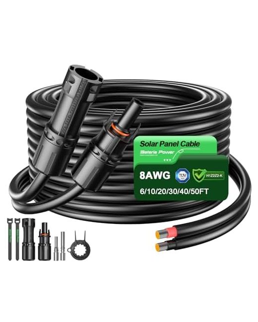 Bateriapower 30 Feet 8awg Solar Panel Extension Cable 10mm² Twin Wire Conductor Parallel Adapter Kit With Waterproof Female Male Connectors For Rv Marine Photovoltaic Systems Fee