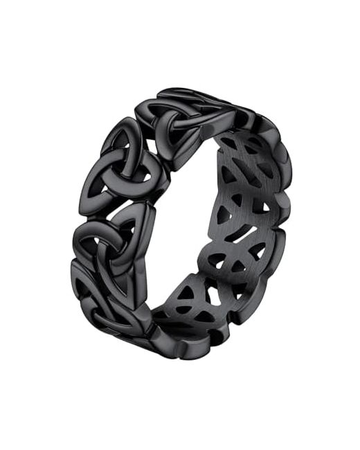 Faithheart  Black Celtic Knot Band Rings For Men Women Stainless Steel/18k Gold Plated Viking Wedding Bands With Delicate Gift Packaging 01. 14